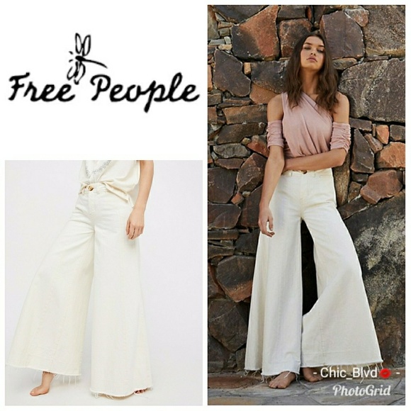 Free People Denim - 🔥🆕 White Run Through The Moss Wide Leg Jeans
